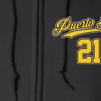 Puerto Rico Baseball 21 Santurce Boricua Baseball Fans Full Zip Hoodie