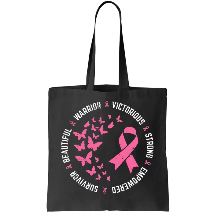 Pink Ribbon Butterfly Warrior Cute Breast Cancer Gifts Tote Bag