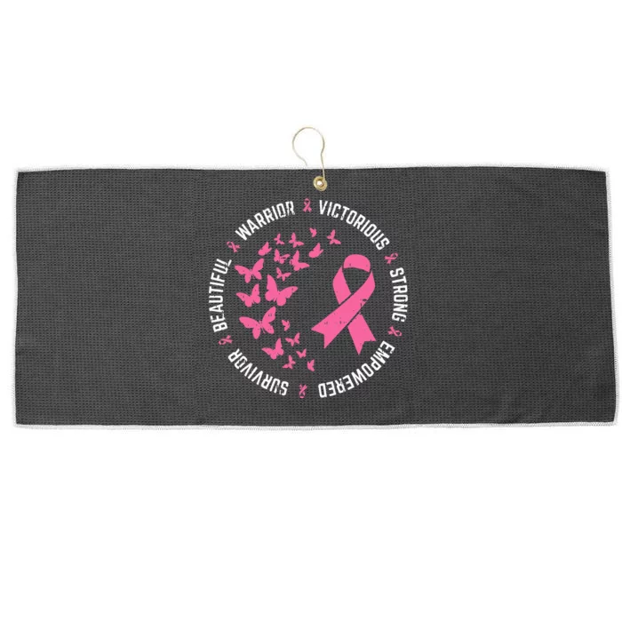 Pink Ribbon Butterfly Warrior Cute Breast Cancer Gifts Large Microfiber Waffle Golf Towel