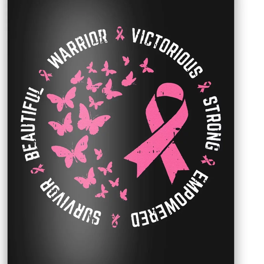 Pink Ribbon Butterfly Warrior Cute Breast Cancer Gifts Poster