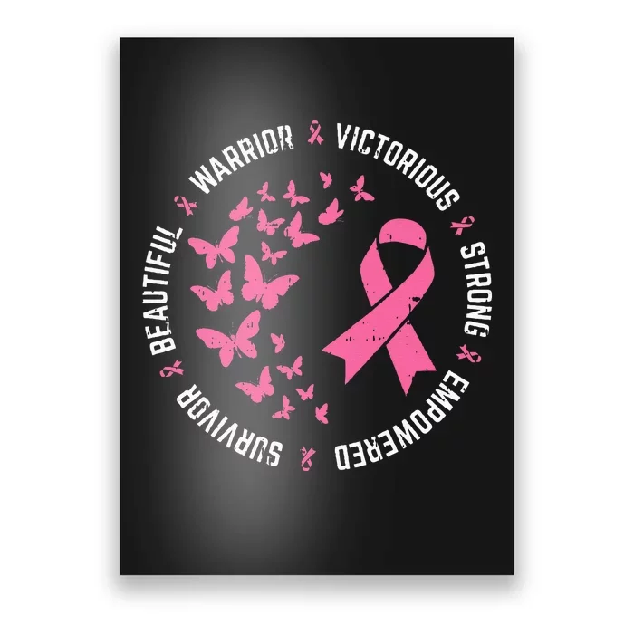 Pink Ribbon Butterfly Warrior Cute Breast Cancer Gifts Poster