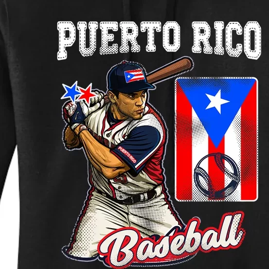 Puerto Rico Baseball PR Boricua Player Women's Pullover Hoodie