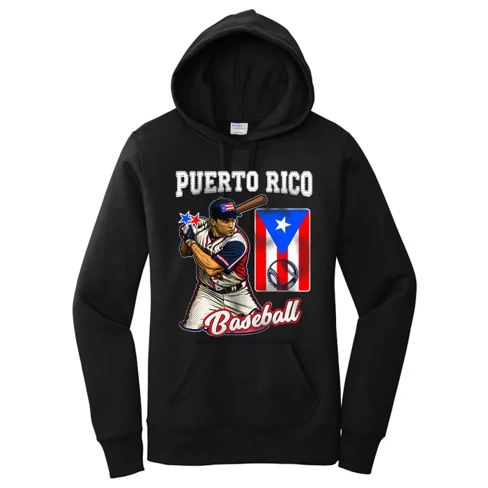 Puerto Rico Baseball PR Boricua Player Women's Pullover Hoodie