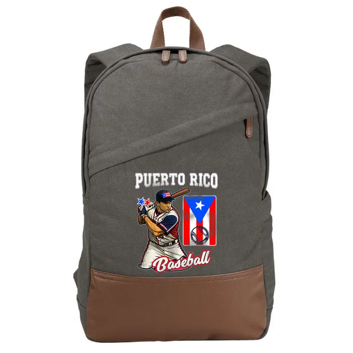 Puerto Rico Baseball PR Boricua Player Cotton Canvas Backpack