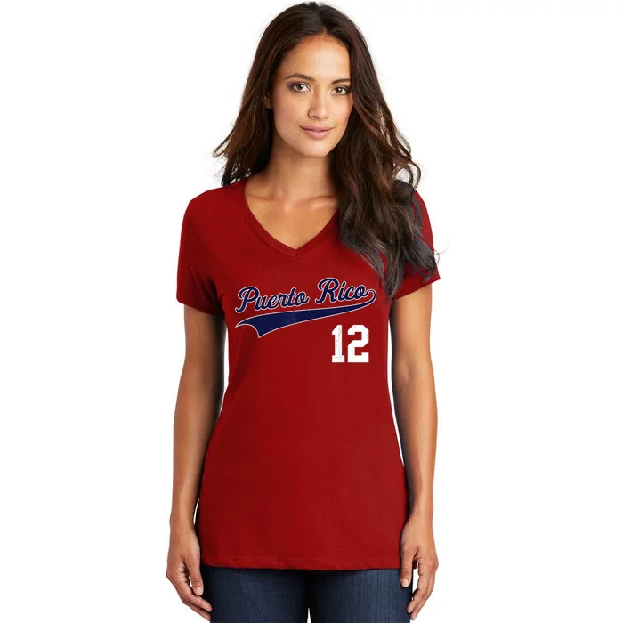 Puerto Rico Baseball 21 For Santurce Baseball Fans Women's V-Neck T-Shirt