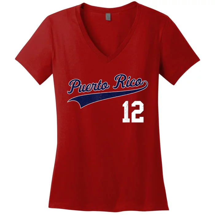 Puerto Rico Baseball 21 For Santurce Baseball Fans Women's V-Neck T-Shirt