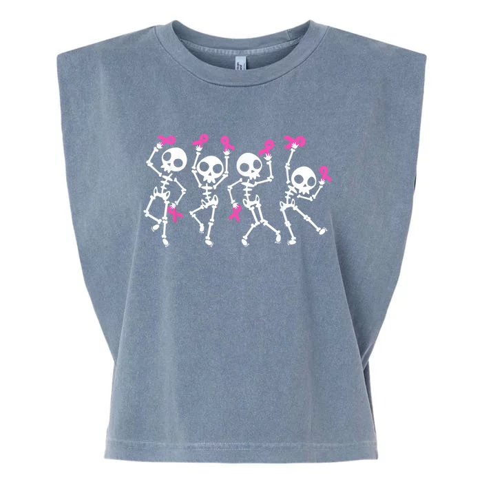 Pink Ribbon Breast Cancer Awareness Skeleton Garment-Dyed Women's Muscle Tee