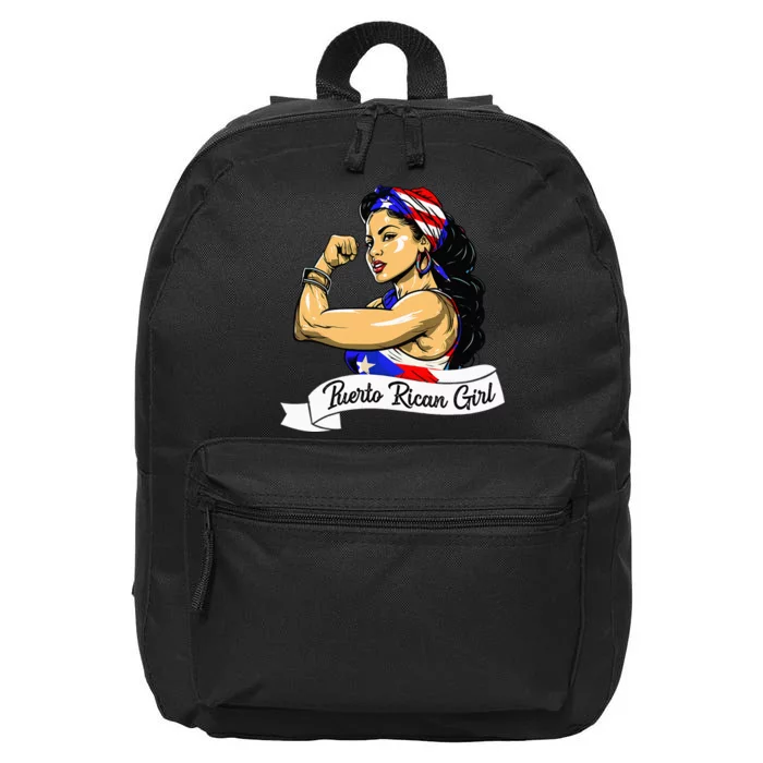 Puerto Rican  Boricua Puerto Rico Flag Pride  Mujer 16 in Basic Backpack