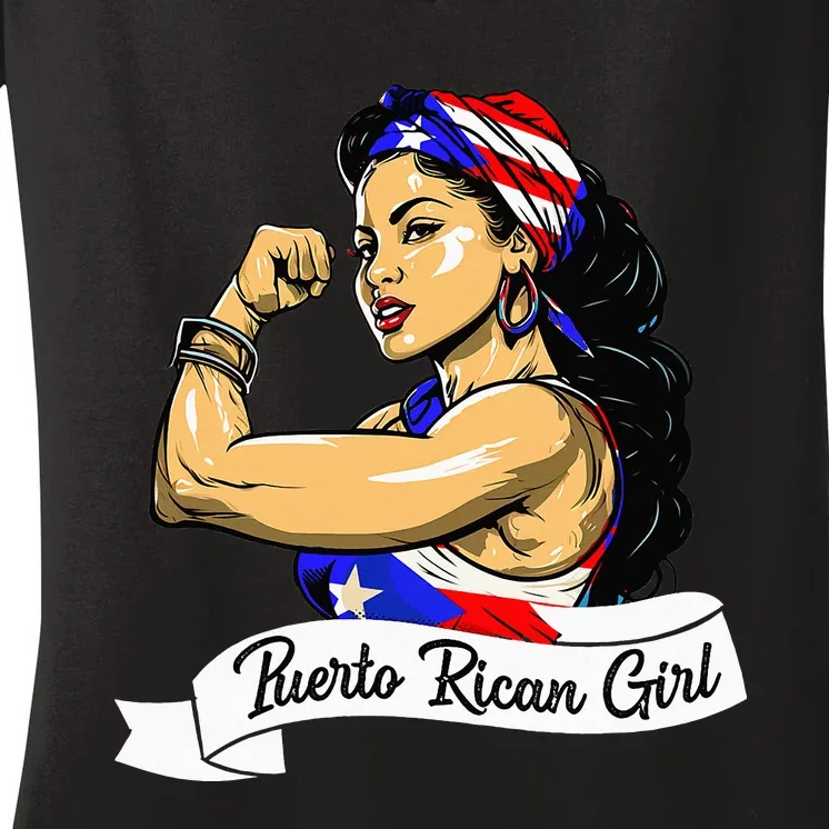 Puerto Rican  Boricua Puerto Rico Flag Pride  Mujer Women's V-Neck T-Shirt