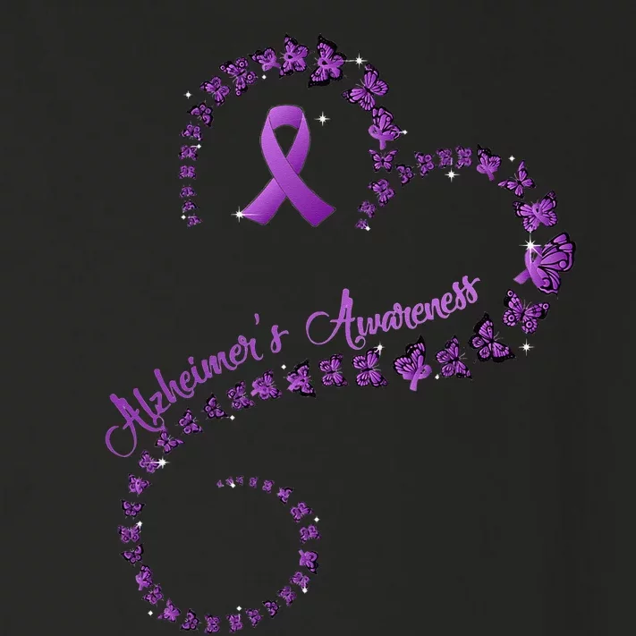 Purple Ribbon Butterfly Heart Alzheimer's awareness Toddler Long Sleeve Shirt