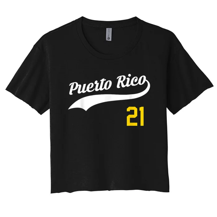 Puerto Rico Baseball 21 For Santurce Baseball Fans Women's Crop Top Tee