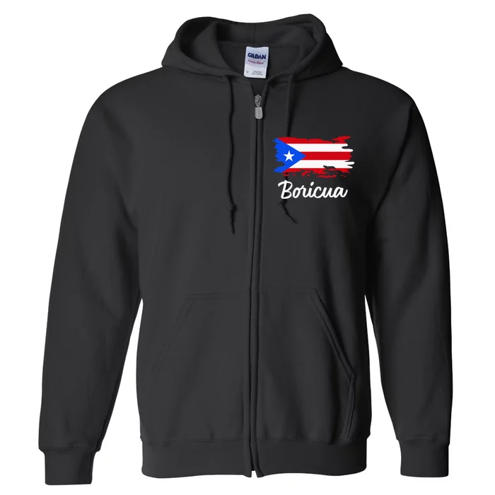 Puerto Rico Boricua Vintage Puerto Rican Flag Full Zip Hoodie