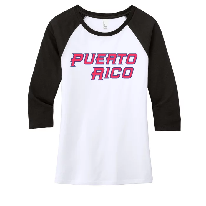 Puerto Rico Baseball World Baseball Classics Women's Tri-Blend 3/4-Sleeve Raglan Shirt