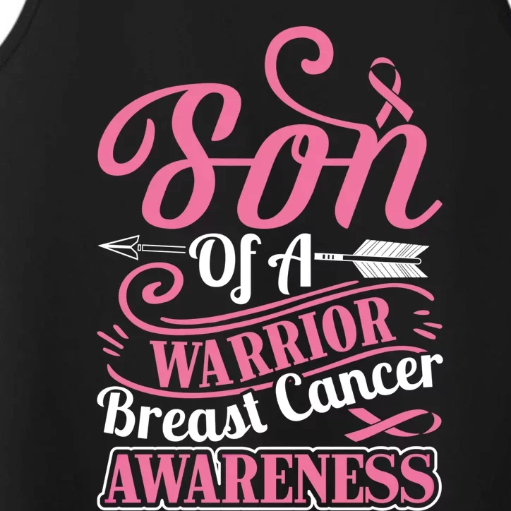 Pink Ribbon Breast Cancer Awareness Son Of Warrior Funny Gift Performance Tank