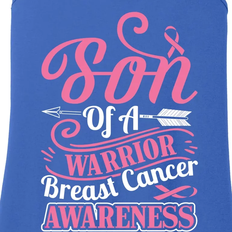 Pink Ribbon Breast Cancer Awareness Son Of Warrior Funny Gift Ladies Essential Tank