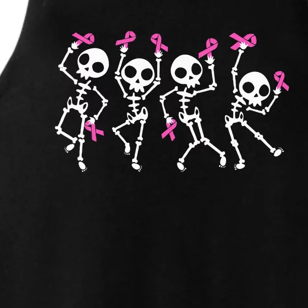 Pink Ribbon Breast Cancer Awareness Skeleton Ladies Tri-Blend Wicking Tank