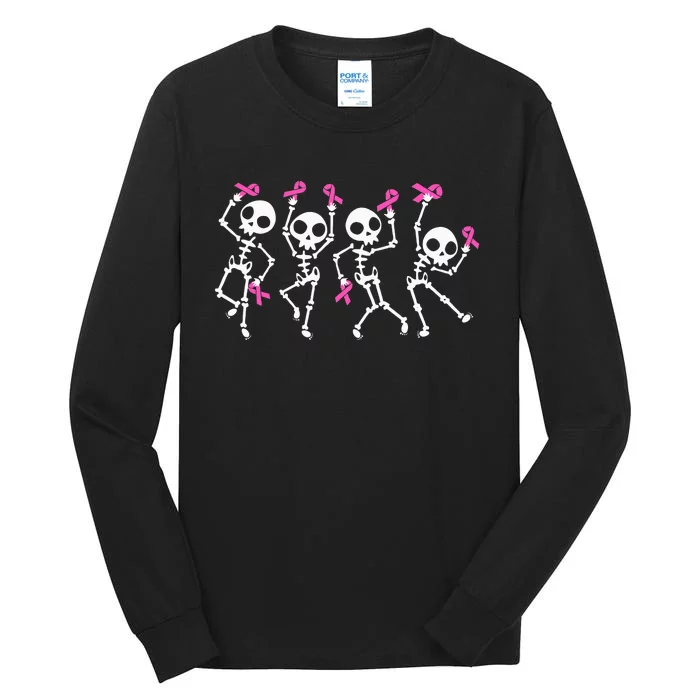 Pink Ribbon Breast Cancer Awareness Skeleton Tall Long Sleeve T-Shirt