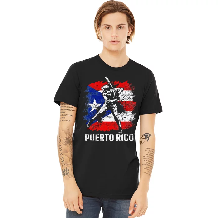 Puerto Rican Baseball Player Puerto Rico Flag Baseball Fans Premium T-Shirt