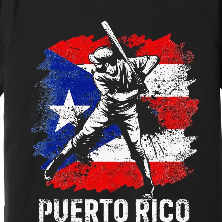 Puerto Rican Baseball Player Puerto Rico Flag Baseball Fans Premium T-Shirt