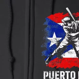 Puerto Rican Baseball Player Puerto Rico Flag Baseball Fans Full Zip Hoodie