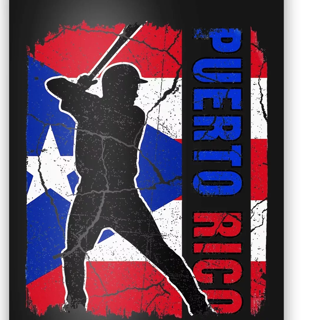 Puerto Rican Baseball Player Puerto Rico Flag Baseball Fans Poster