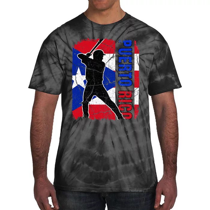 Puerto Rican Baseball Player Puerto Rico Flag Baseball Fans Tie-Dye T-Shirt