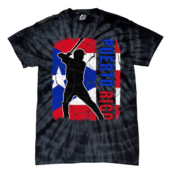 Puerto Rican Baseball Player Puerto Rico Flag Baseball Fans Tie-Dye T-Shirt