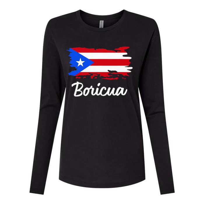 Puerto Rico Boricua Vintage Puerto Rican Flag Womens Cotton Relaxed Long Sleeve T-Shirt