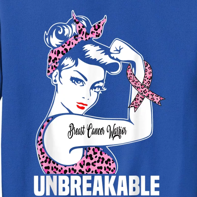 Pink Ribbon Breast Cancer Warrior Unbreakable Leopard Cool Gift Tall Sweatshirt