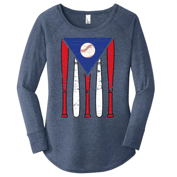 Puerto Rico Baseball Inspired By Puerto Rican Flag Vintage Women's Perfect Tri Tunic Long Sleeve Shirt