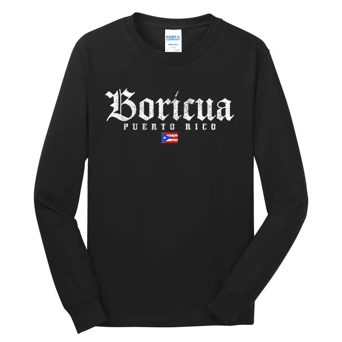 Puerto Rico Boricua Vintage Puerto Rican Flag Pride Tall Long Sleeve T-Shirt