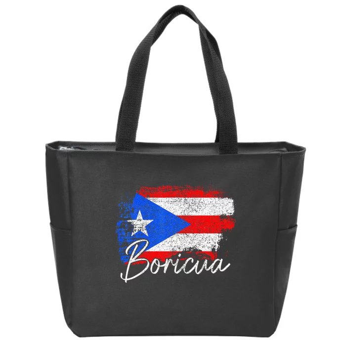 Puerto Rico Boricua Vintage Puerto Rican Flag Pride Zip Tote Bag