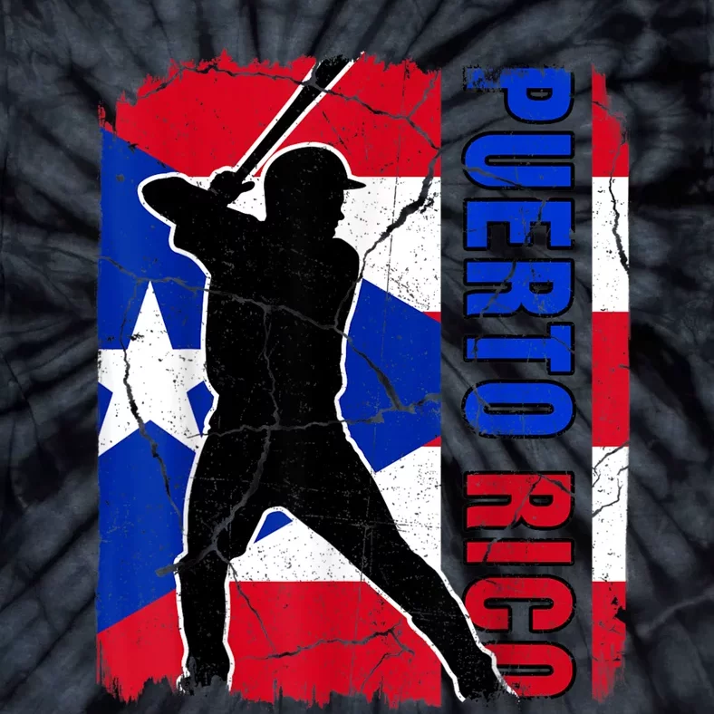 Puerto Rican Baseball Player Puerto Rico Flag Baseball Fans Tie-Dye T-Shirt