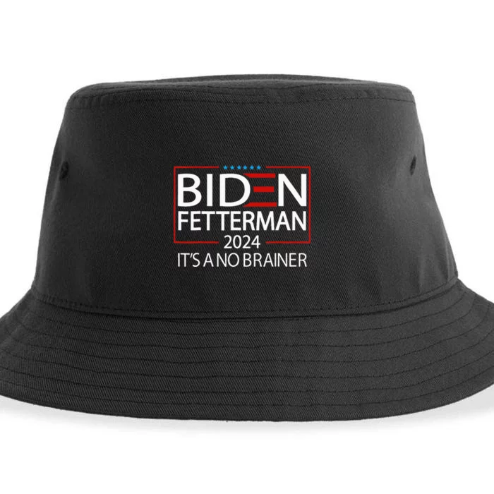 Political Retro Biden Fetterman 2024 ItS A No Brainer Sustainable Bucket Hat