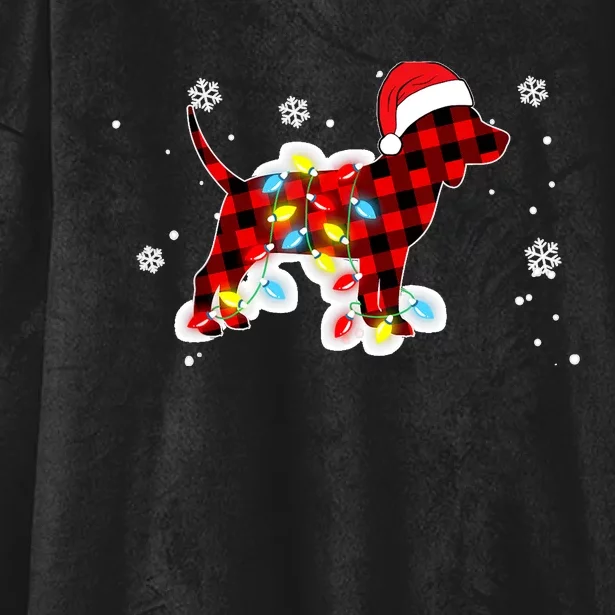 Pajamas Red Buffalo Plaid Beagle Dog Merry Christmas Hooded Wearable Blanket