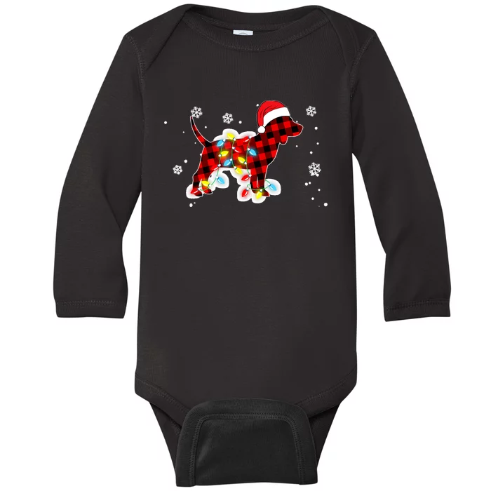 Pajamas Red Buffalo Plaid Beagle Dog Merry Christmas Baby Long Sleeve Bodysuit