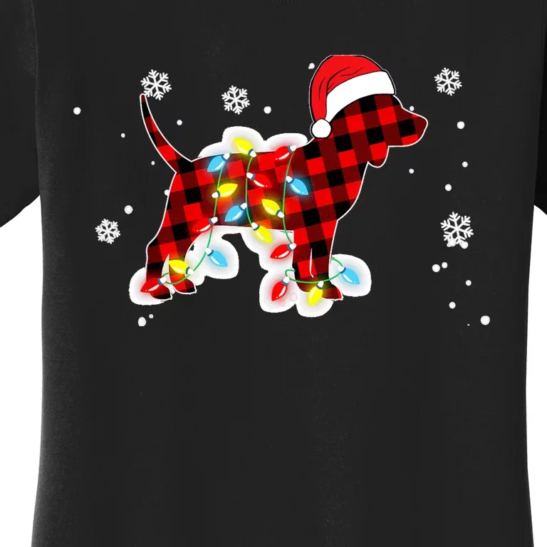 Pajamas Red Buffalo Plaid Beagle Dog Merry Christmas Women's T-Shirt