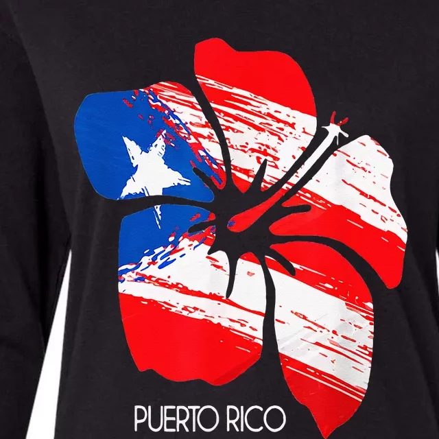 Puerto Rico Boricua Puerto Rican Flag Flower Pride Women Men Womens Cotton Relaxed Long Sleeve T-Shirt