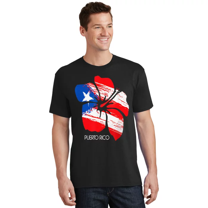 Puerto Rico Boricua Puerto Rican Flag Flower Pride Women Men T-Shirt