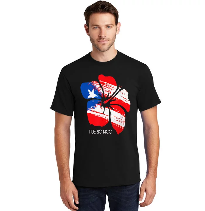 Puerto Rico Boricua Puerto Rican Flag Flower Pride Women Men Tall T-Shirt