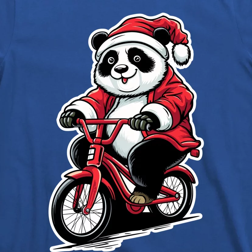 Panda Riding Bicycle Xmas Cycling Panda Lover Christmas Gift T-Shirt