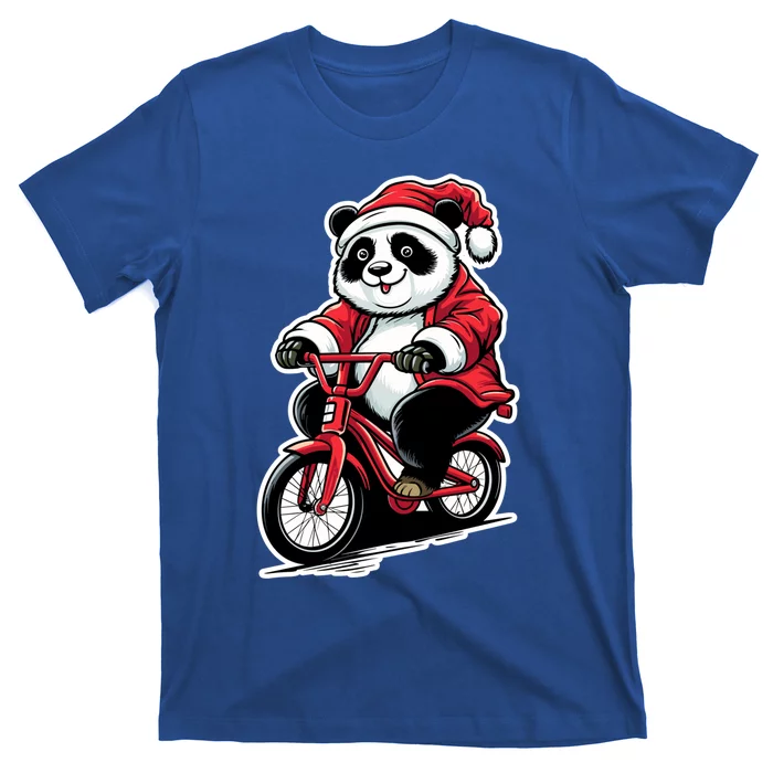 Panda Riding Bicycle Xmas Cycling Panda Lover Christmas Gift T-Shirt