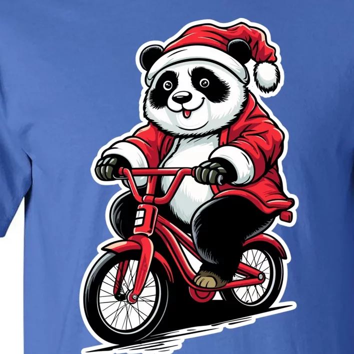 Panda Riding Bicycle Xmas Cycling Panda Lover Christmas Gift Tall T-Shirt