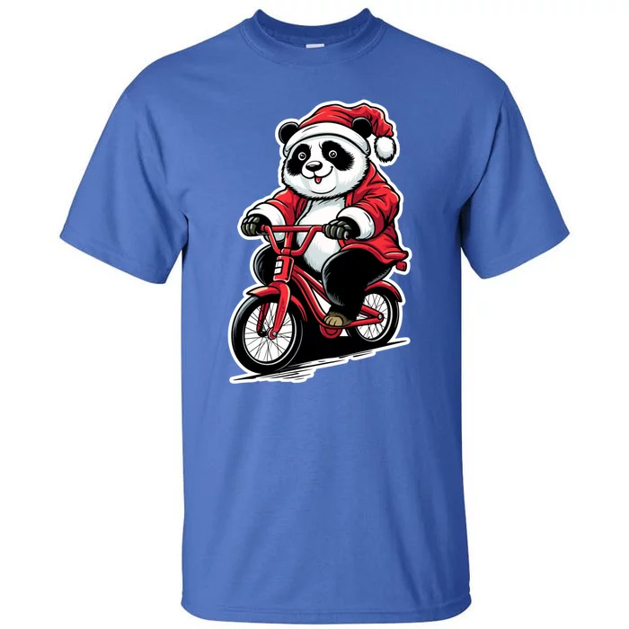 Panda Riding Bicycle Xmas Cycling Panda Lover Christmas Gift Tall T-Shirt