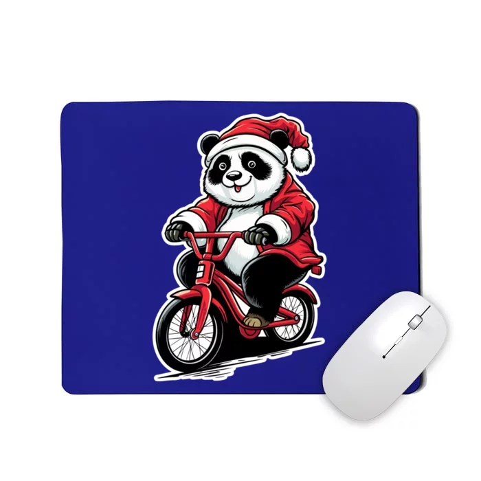 Panda Riding Bicycle Xmas Cycling Panda Lover Christmas Gift Mousepad