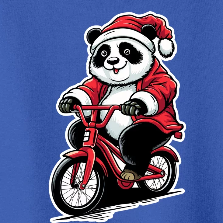 Panda Riding Bicycle Xmas Cycling Panda Lover Christmas Gift Toddler T-Shirt