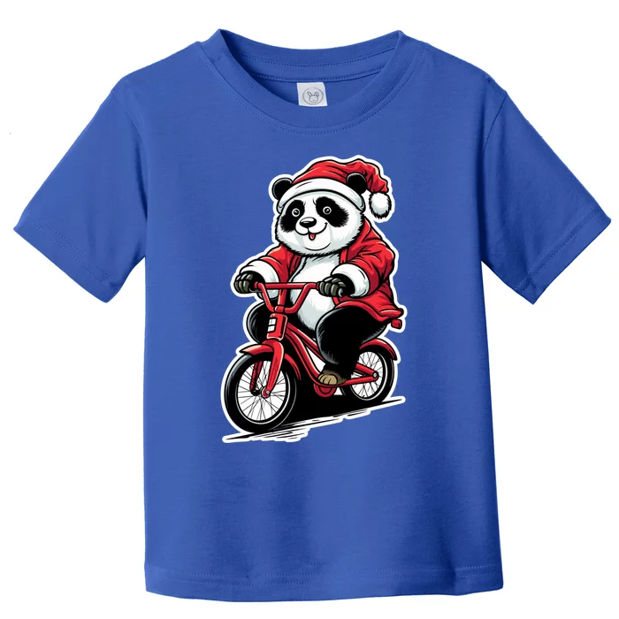 Panda Riding Bicycle Xmas Cycling Panda Lover Christmas Gift Toddler T-Shirt