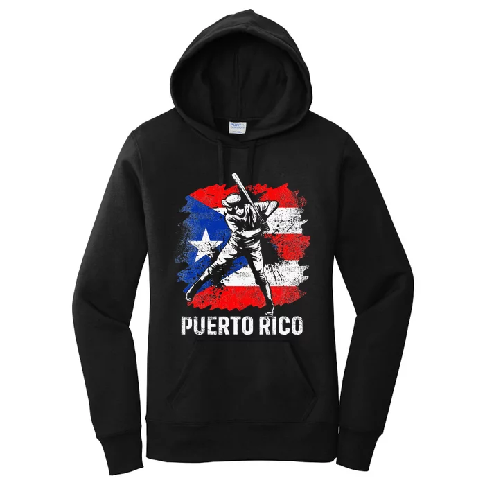 Puerto Rican Baseball Player Puerto Rico Flag Baseball Fans Women's Pullover Hoodie