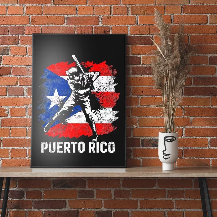 Puerto Rican Baseball Player Puerto Rico Flag Baseball Fans Poster