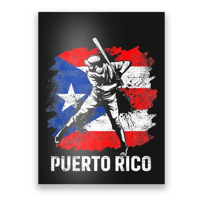 Puerto Rican Baseball Player Puerto Rico Flag Baseball Fans Poster